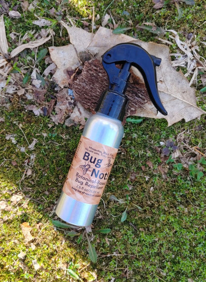 Bug Not! botanical-based bug repellent spray bottle on a natural background